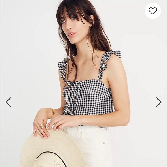 Madewell Tops - Madewell Ruffle-Strap Cami Top in Gingham Check Size 6